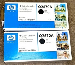 Lot of 2 Genuine HP 3500~3550~3700 LaserJet Cartridges Q2670A Black 1 sealed1 ob - $29.33