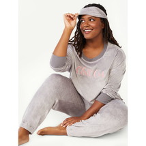 Joyspun Women&#39;s Velour Pajama Sleep Set with Eye Mask, 3-Piece, Size S (... - $32.66