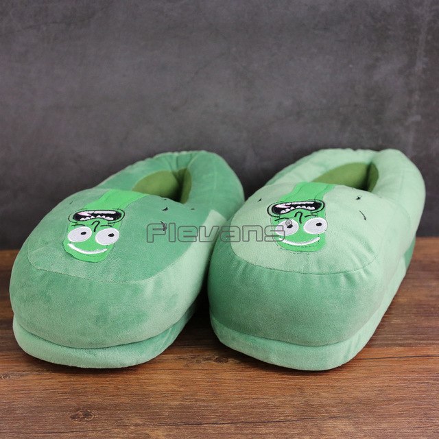 Rick and Morty Pickle Rick Sanchez Plush Slippers Winter Indoor Warm ...