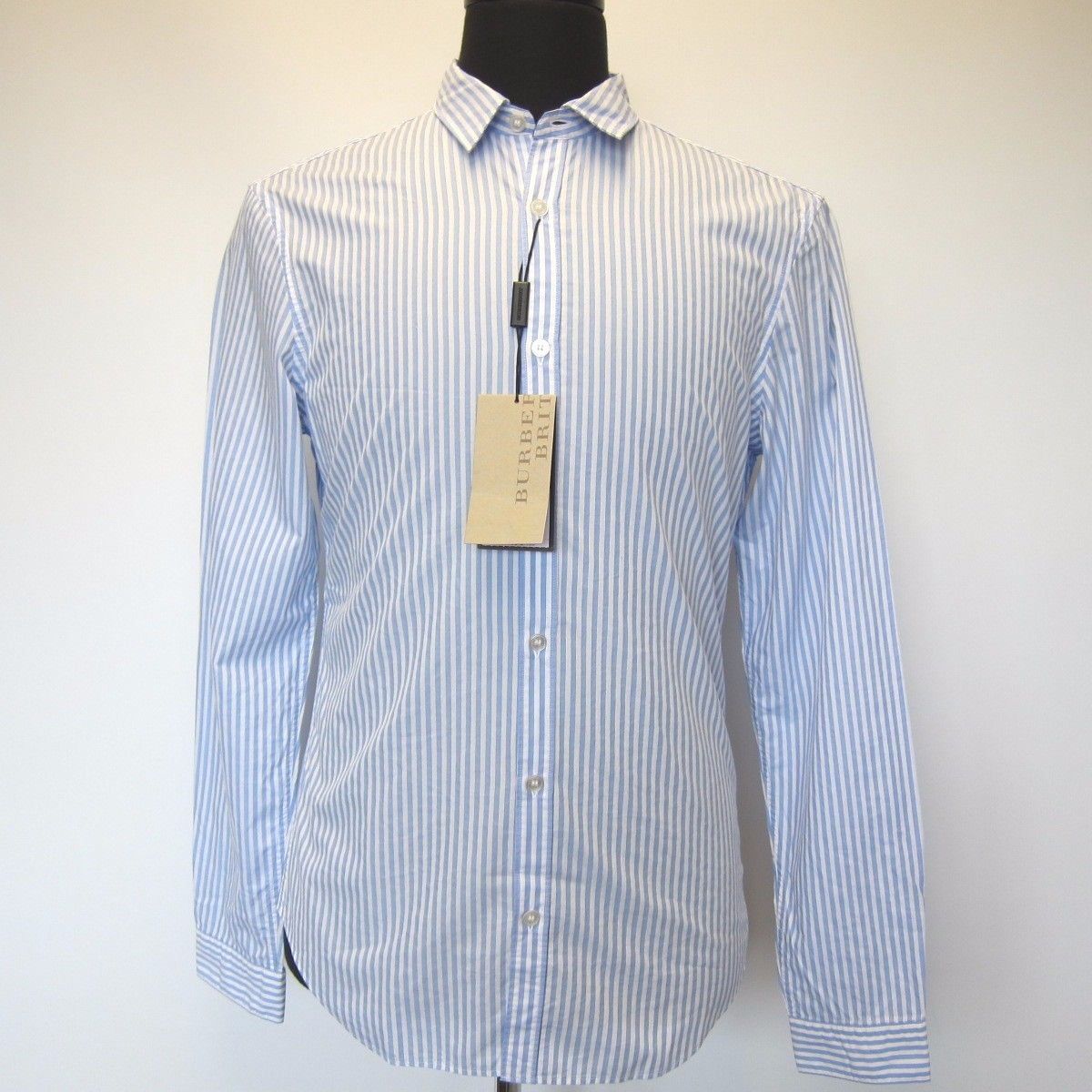 L2666983 Nuevo Burberry Brit Azul Cielo y Blanco Manga Larga Camisa