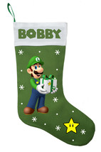 Luigi Christmas Stocking, Custom Luigi Stocking, Luigi Christmas Gift - $33.00