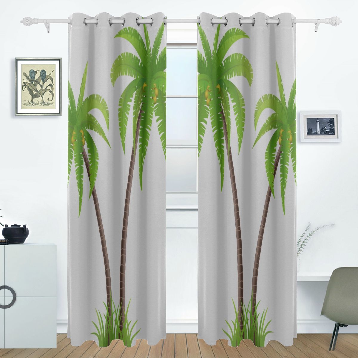 tropical print window valances