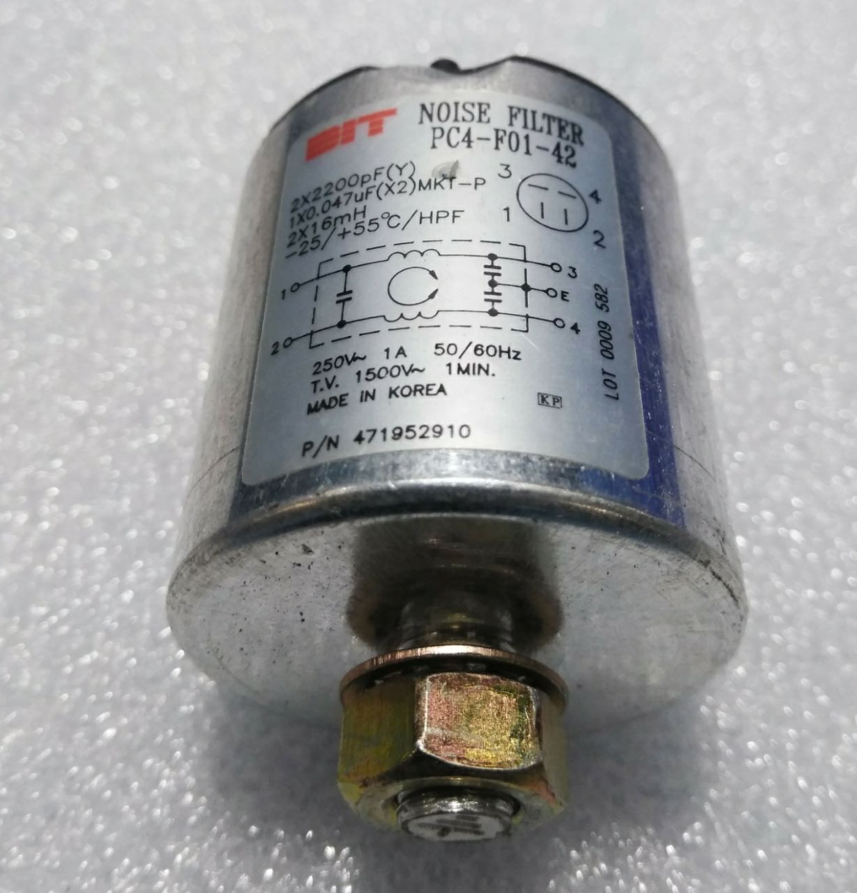 Washer NOISE FILTER, LCTYPE 250V, 1A, 50/60HZ P/N 471952910