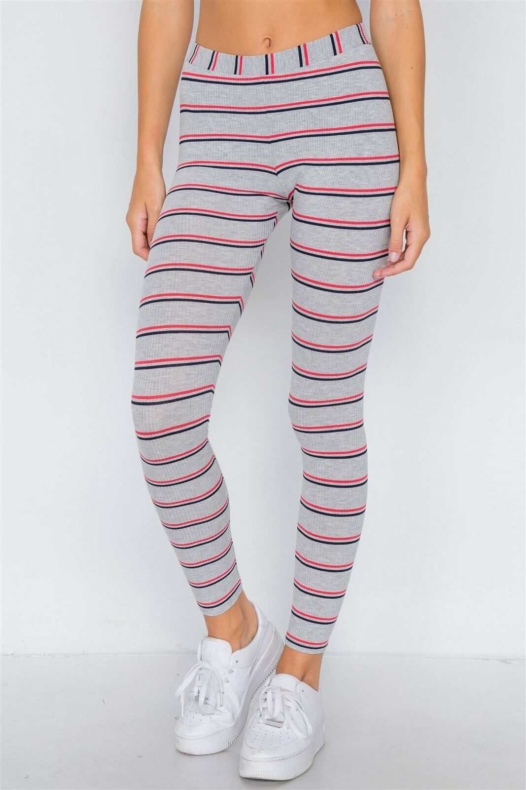 Multi Stripe Crop Tube Top & Ankle Legging Set Pants