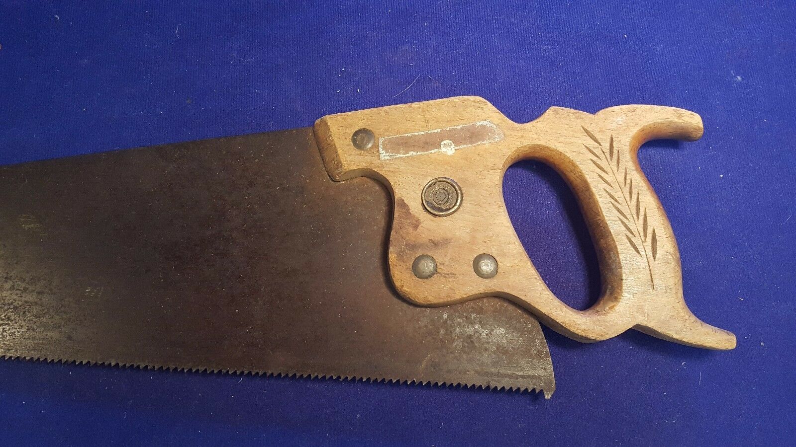 Antique WARRANTED SUPERIOR 26" Handsaw SAW w Inlaid Handle Saws