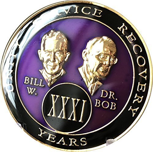 31 year AA Medallion Purple Tri-Plate Founders Bill & Bob Chip XXXI
