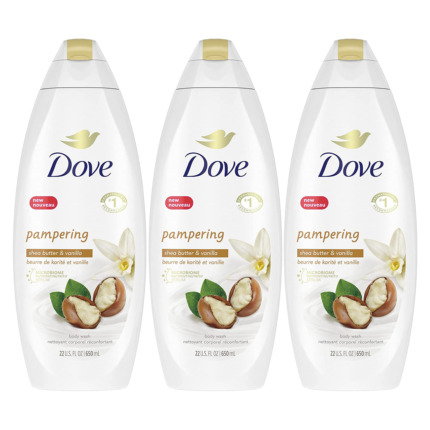 3-New Dove Body Wash for Dry Skin Shea Butter with Warm Vanilla Cleanser That Ef