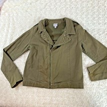 D Signed Dsigned Girls Sz XL Army Green Jacket Zip Up Side  - $12.19