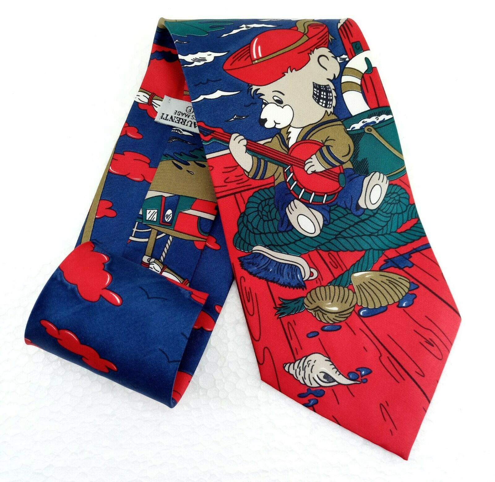 Paddington bear cravatta orsetto seta Made in Swiss nuova rossa da collezione