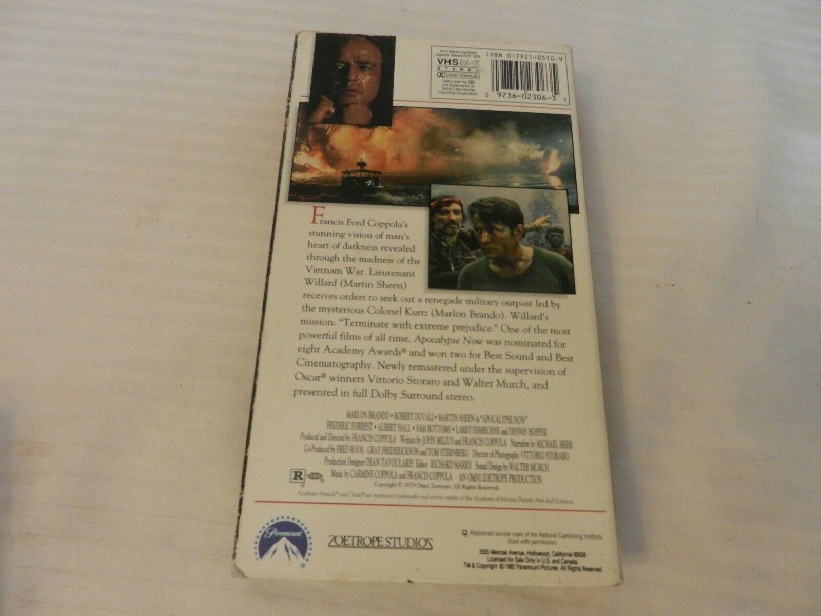 Apocalypse Now (VHS, 1998) Martin Sheen, Marlon Brando, Robert Duvall ...