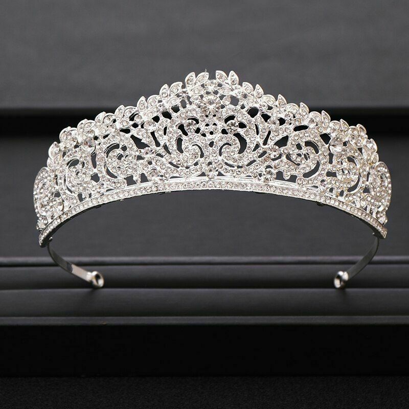 Crystal Rhinestones Women Wedding Crown Tiara Hair Accessories Copper Metal Made