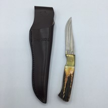 Bear MCG USA Fixed Blade Full Tang Knife Stag Horn Handle with Sheath - $79.19