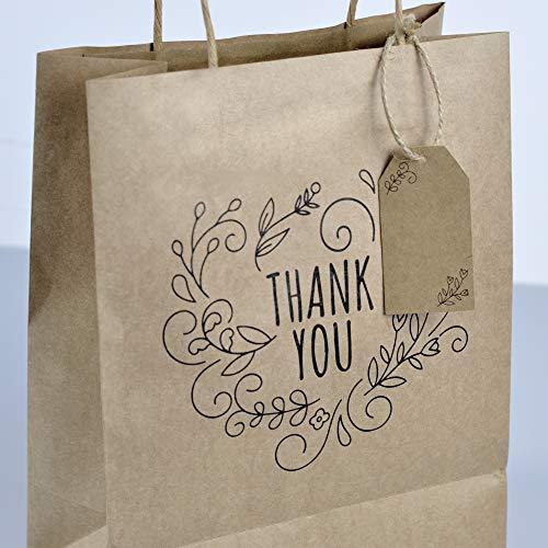 Thank You Gift Bags 50pcs, Medium Brown Kraft Paper Bags With Tags And 