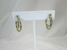 Vintage Goldtone Hoop Earrings Pierced Gold Tone 49230 Double - $11.87