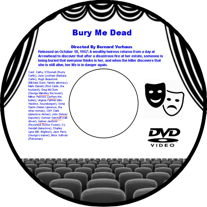 Bury Me Dead 1947 DVD Film Crime Cathy O'Donnell June Lockhart Hugh Beaumont Mar