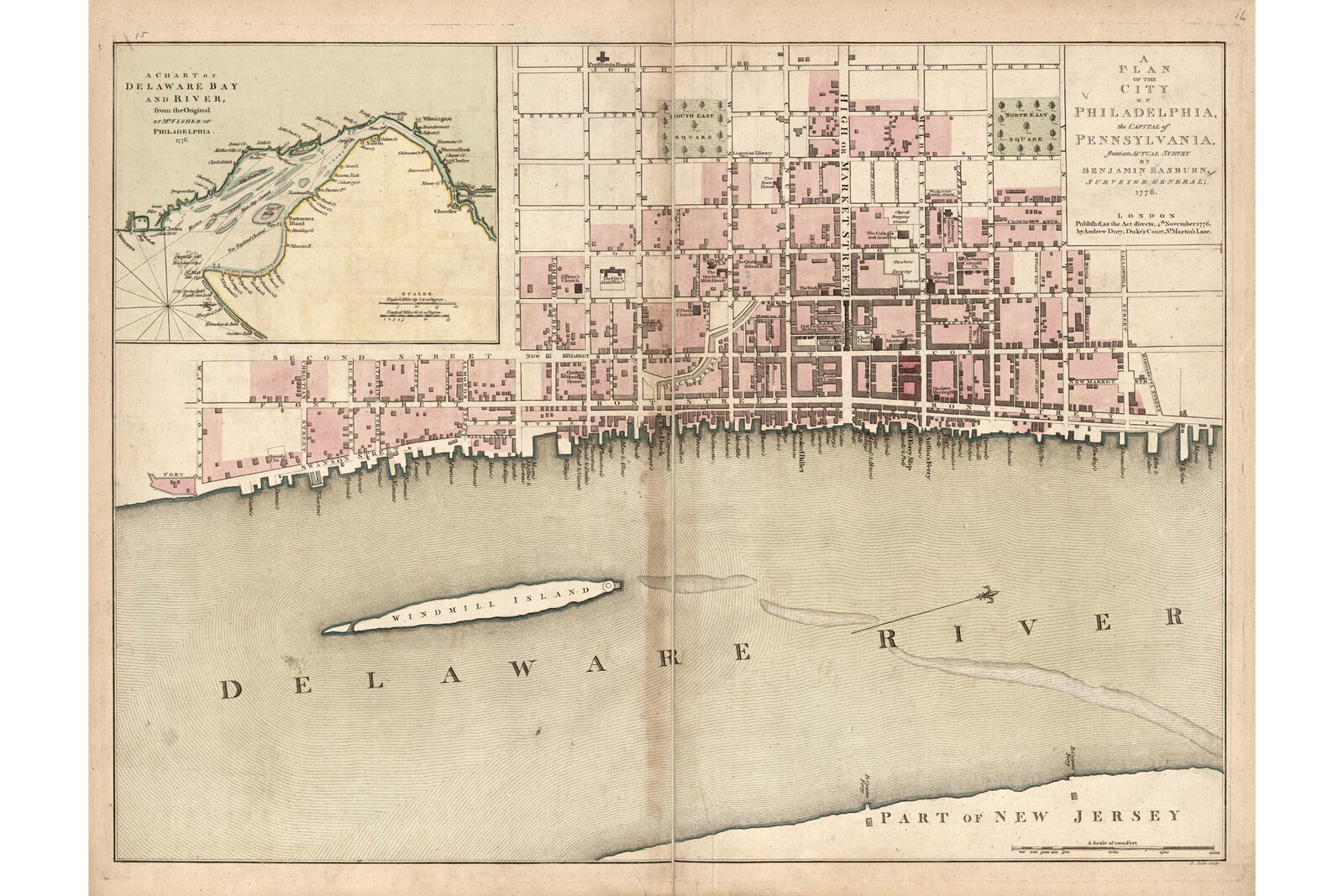 Map of Philadelphia from 1776 Survey; Antique Map Printed to Order 