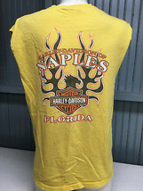 Harley Davidson Cut Sleeve Beat Up Large Naples Florida T-Shirt AS IS Flames - $11.50