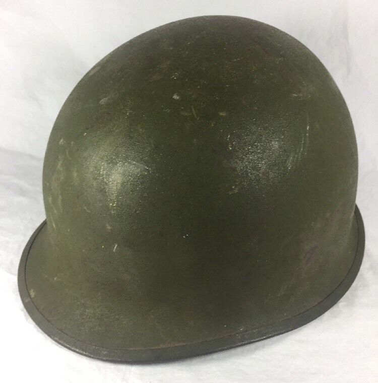 Vintage Army Green Metal Military Metal Battle Green Helmet w/ Liner ...