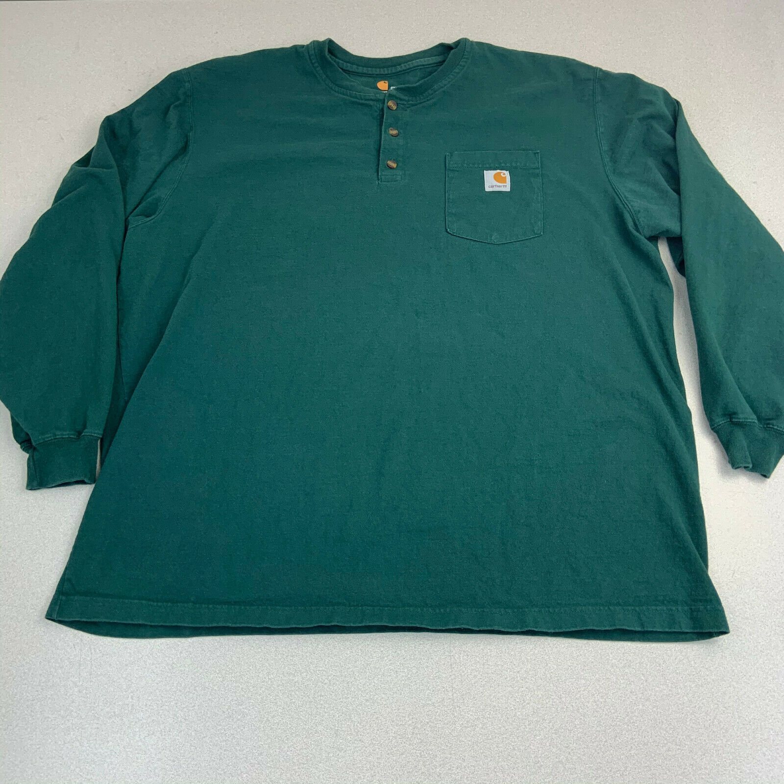 Carhartt Long Sleeve Polo Shirt Mens XXL Green Original Fit Workwear ...