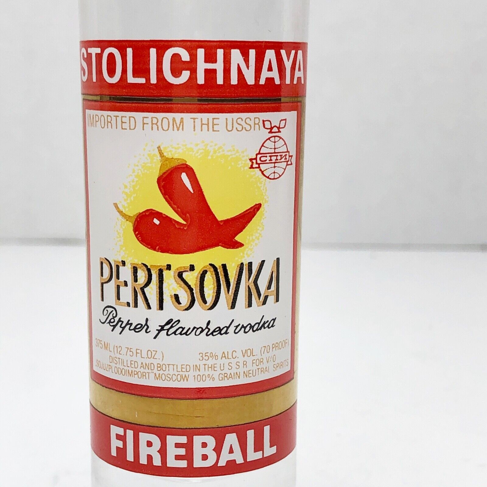 SET OF 6 Stolichnaya Stoli Pertsovka Fireball Vodka 4" Shot Glass 2 Oz ...