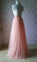CORAL PINK Long Tulle Skirt, Coral Wedding Bridesmaid Tulle Maxi Skirt Outfit  image 2