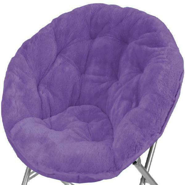 New Purple Faux Fur Fabric Saucer Chair Soft Plush Fluffy Lounger Moon ...