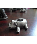 Unique Miniature Pewter Pig Figurine EBJ DeO2 Marked - $17.82