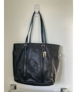 COACH GALLERY Black Leather Large Tote Purse Shopper Shoulder Carryall B... - $72.00