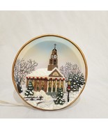 Christmas Country Village Church Decorative Plate Light Up Table Top Vin... - $29.99