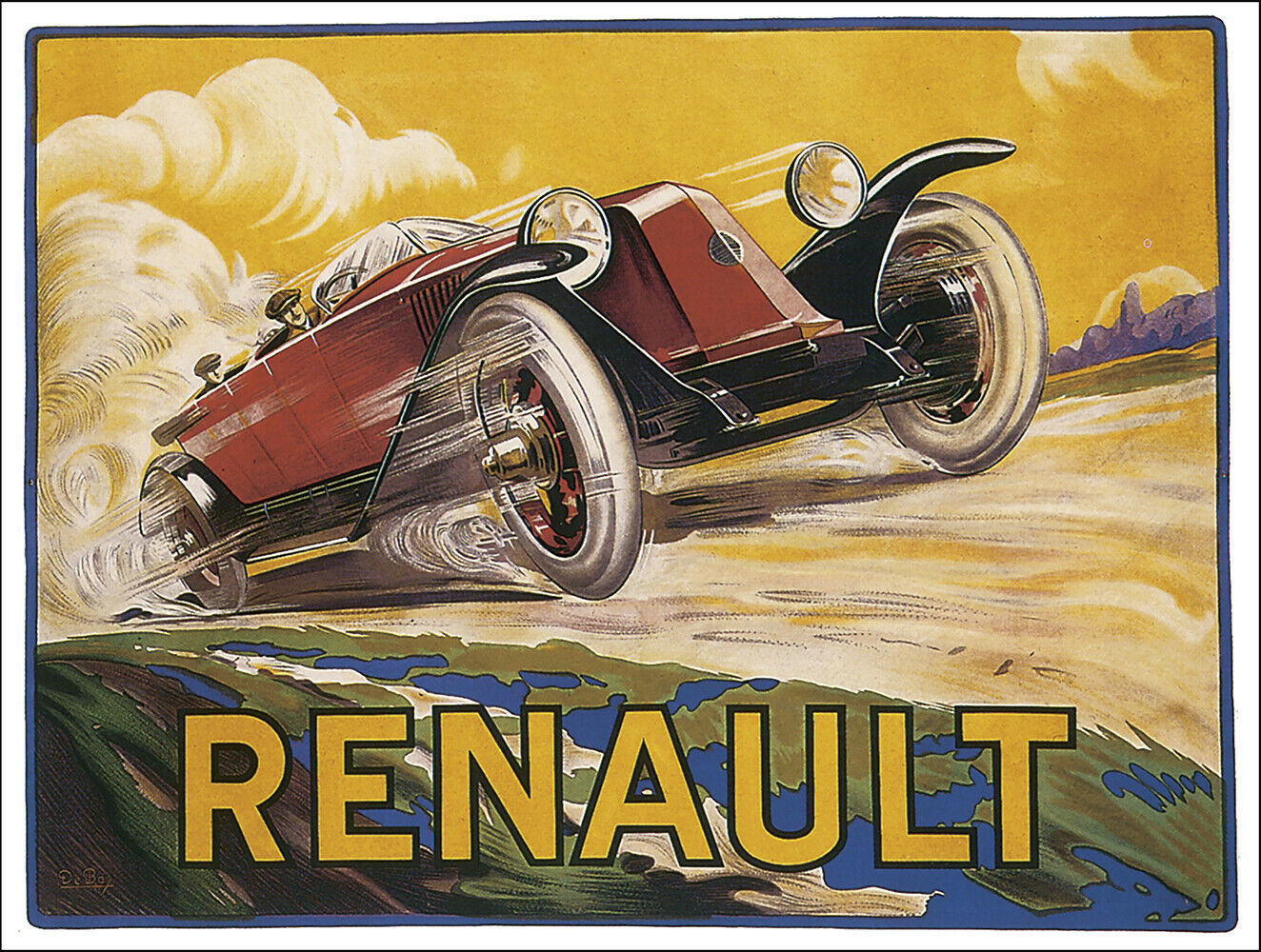 Vintage Renault Race Car Metal Sign FREE SHIPPING Garage Man Cave Decor