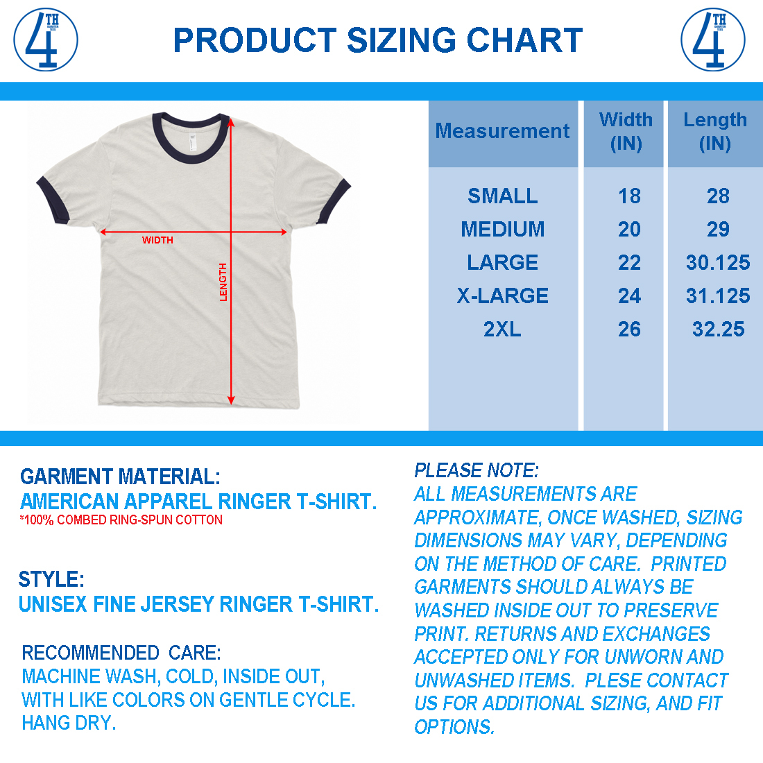 Basics Shirt Size Chart