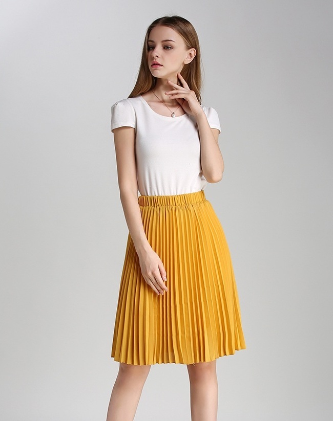 New royal blue knee length high elastic waist pleated