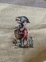 Small Hummel Girl Needlepoint Picture Ready for Framing or Making into Small  - $13.09