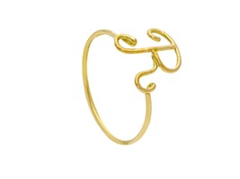 18K YELLOW GOLD SMOOTH WIRE 1mm RING, LETTER INITIAL R LENGTH 10mm 0.4" image 1