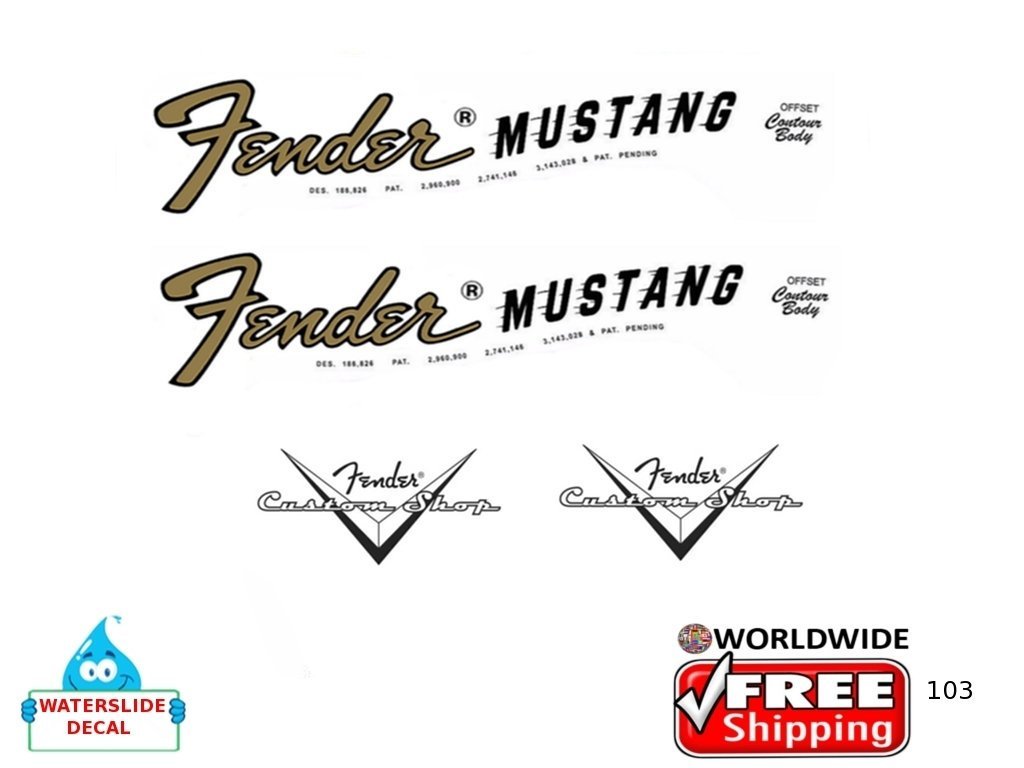 Fender Mustang Guitar Decal Inlay Headstock Sticker Waterslide Logo 103 ...