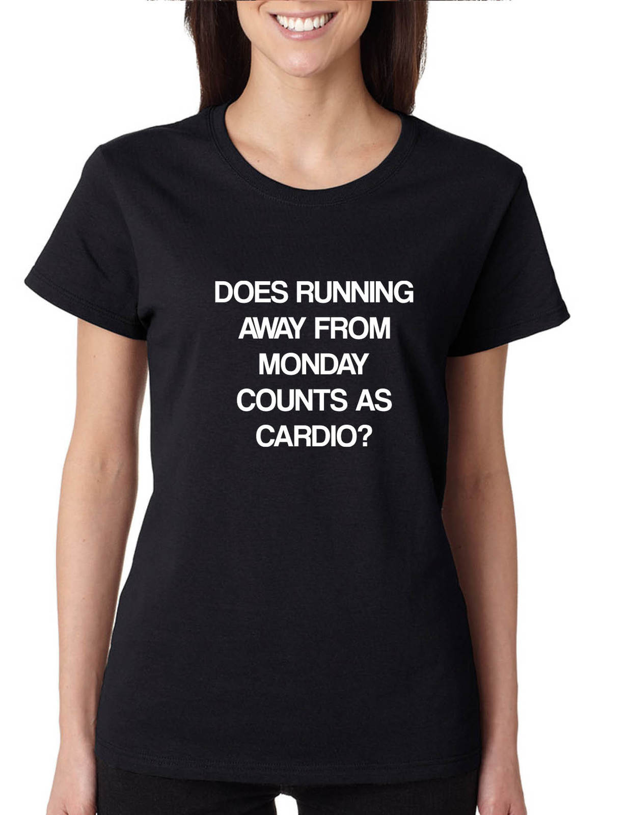 Women's T Shirt Does Running From Monday Counts As Cardio Funny Tee ...