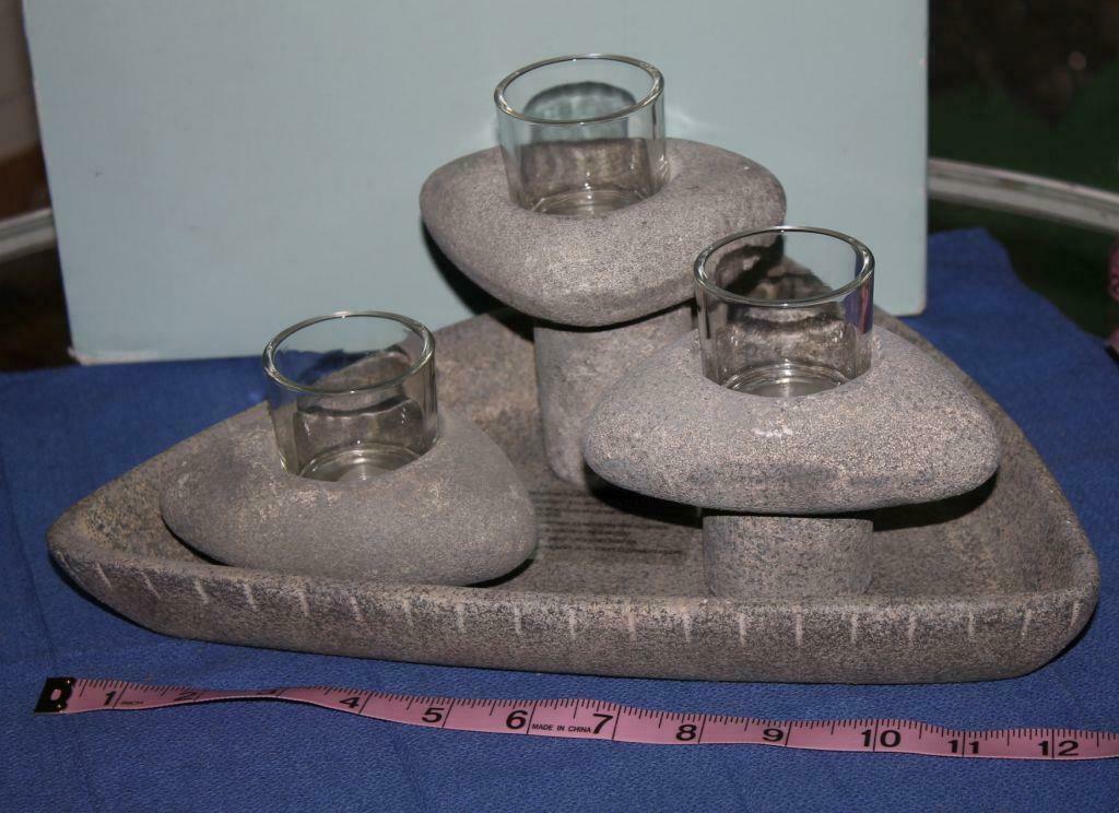 PartyLite LIVING STONE CANDLE HOLDER ENSEMBLE NIB Candle Holders