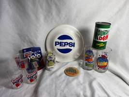 Pepsi Cola Mtn Dew Cups Bank Yo Yo Glasses Frisbee Watch Button Advertis... - $29.95