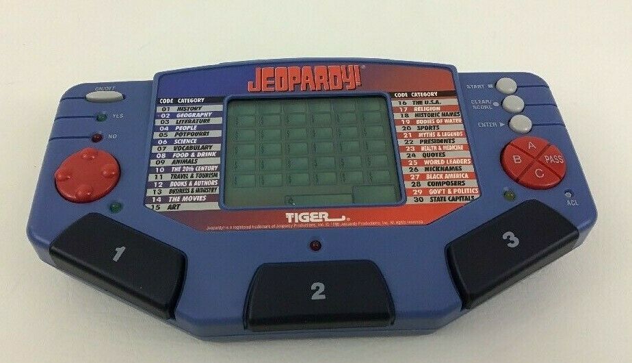 Jeopardy Tiger Electronic Handheld Game Console w Cartridge Tested