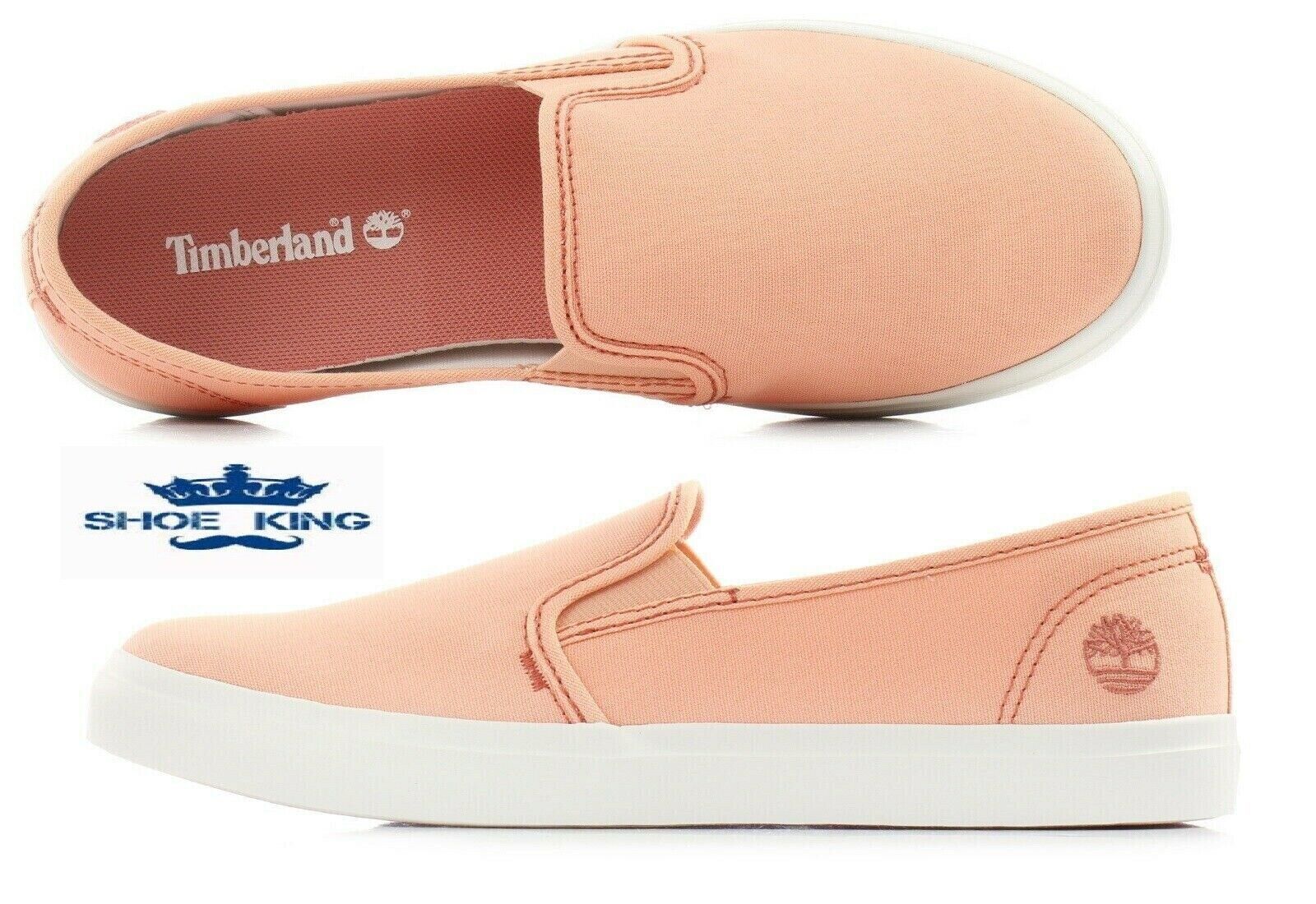 Timberland Women's Newport Bay Canvas Textile Pink Slip On Shoes A1YTT ALL SIZES