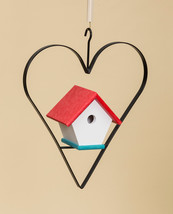 WREN BIRD HOUSE in IRON HEART HANGER ~ Amish Handmade in 12 Color Choice... - $65.97