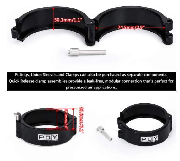 For 3Inch 76mm 3" Aluminum HD Intake Vband Clamp Intercooler Pipe