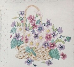 Counted Cross Stitch Kit Basket Of Violets Pillow Flowers Something Special - $22.87
