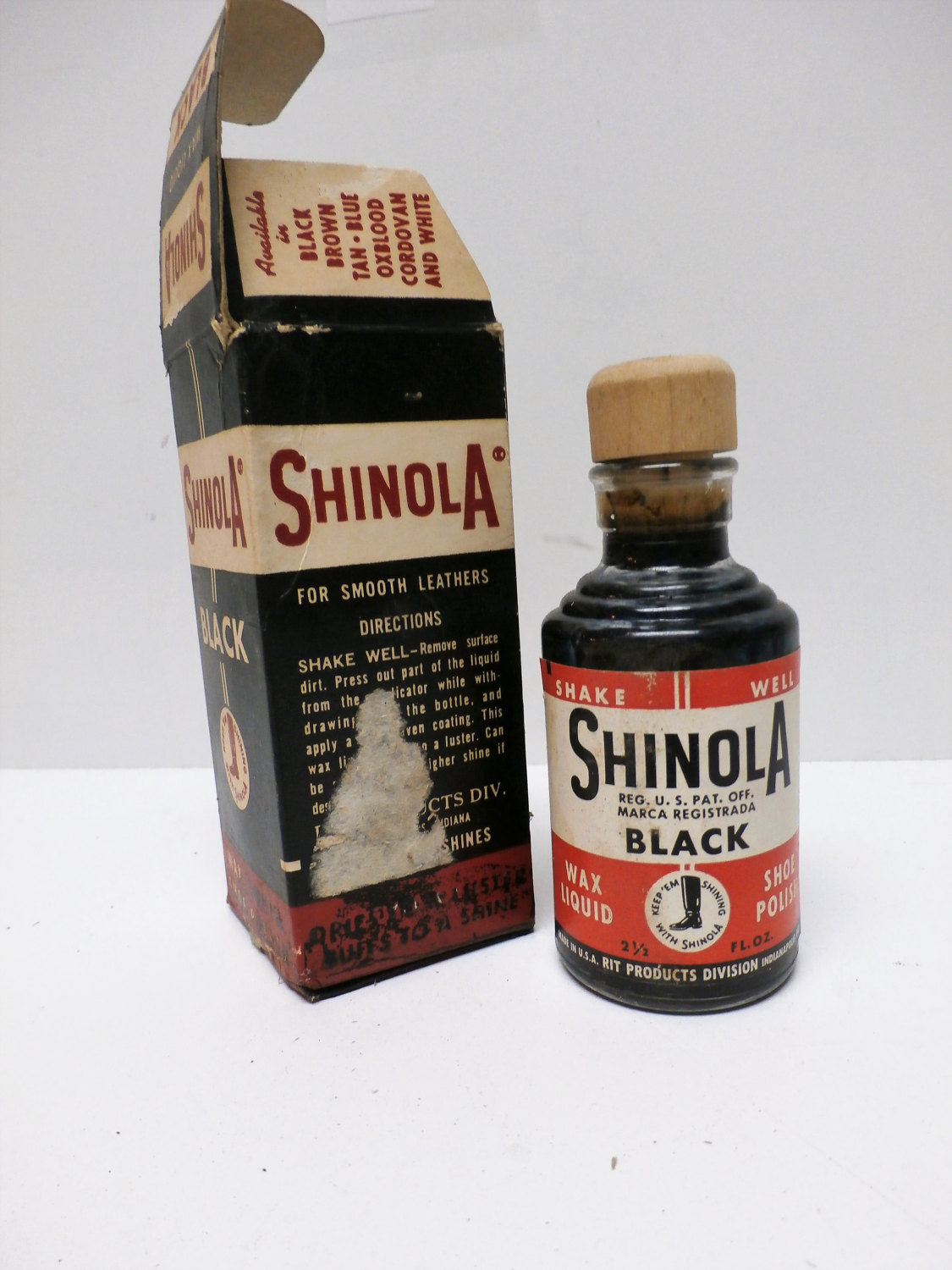 Vntg Shinola Black Wax Liquid Shoe Polish 2.5oz Bottle Original Box ...