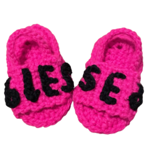 Handmade - 90.baby hot pink neon “blessed” slides