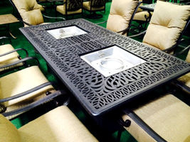  Cast Aluminum Patio Furniture Elisabeth 9 Piece Patio Dining Set Double Burner  image 2