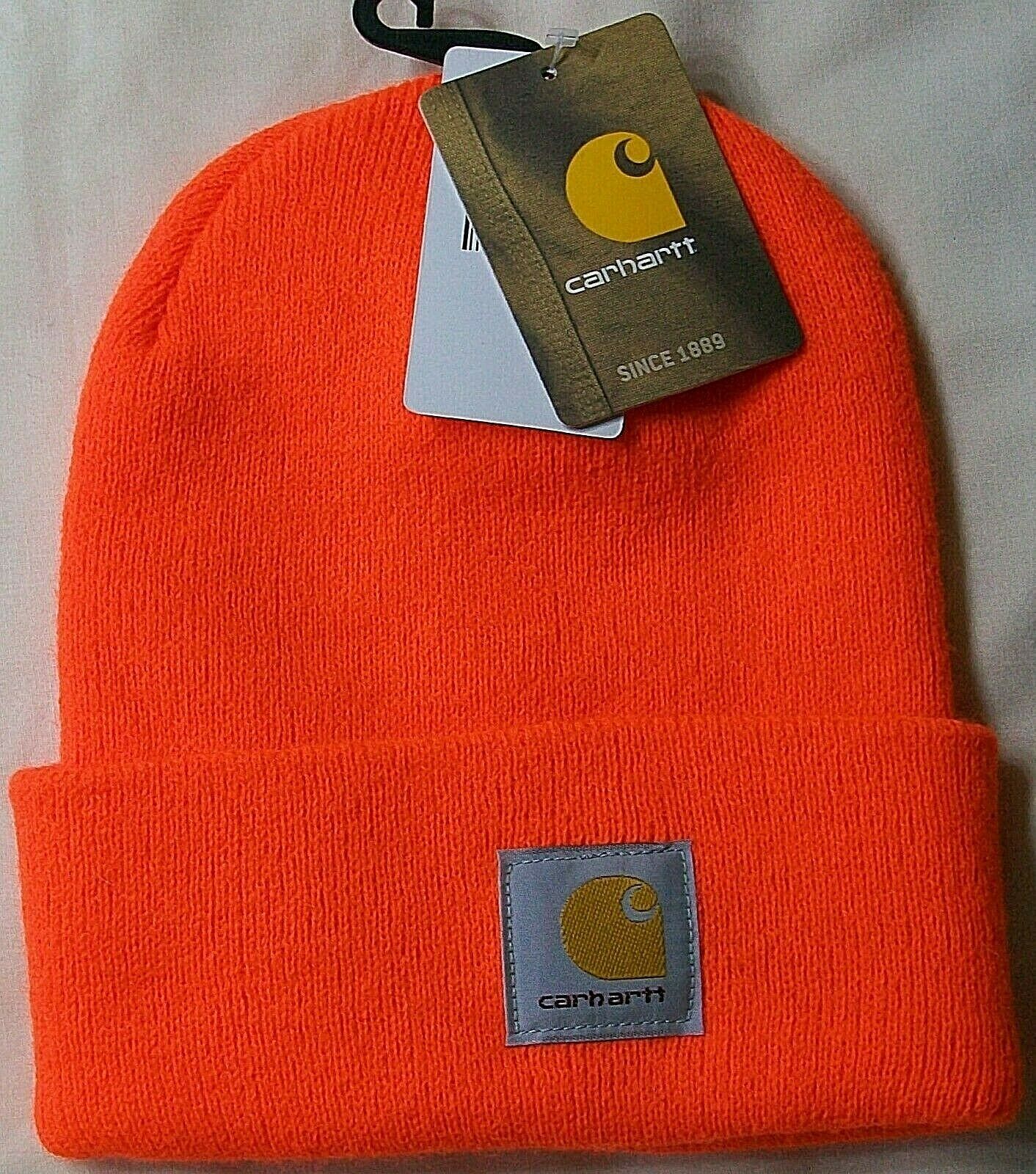 Carhartt Detroit Red Wings Beanie Winter Hat Cap Neon Orange NHL Hockey Hunting Hats