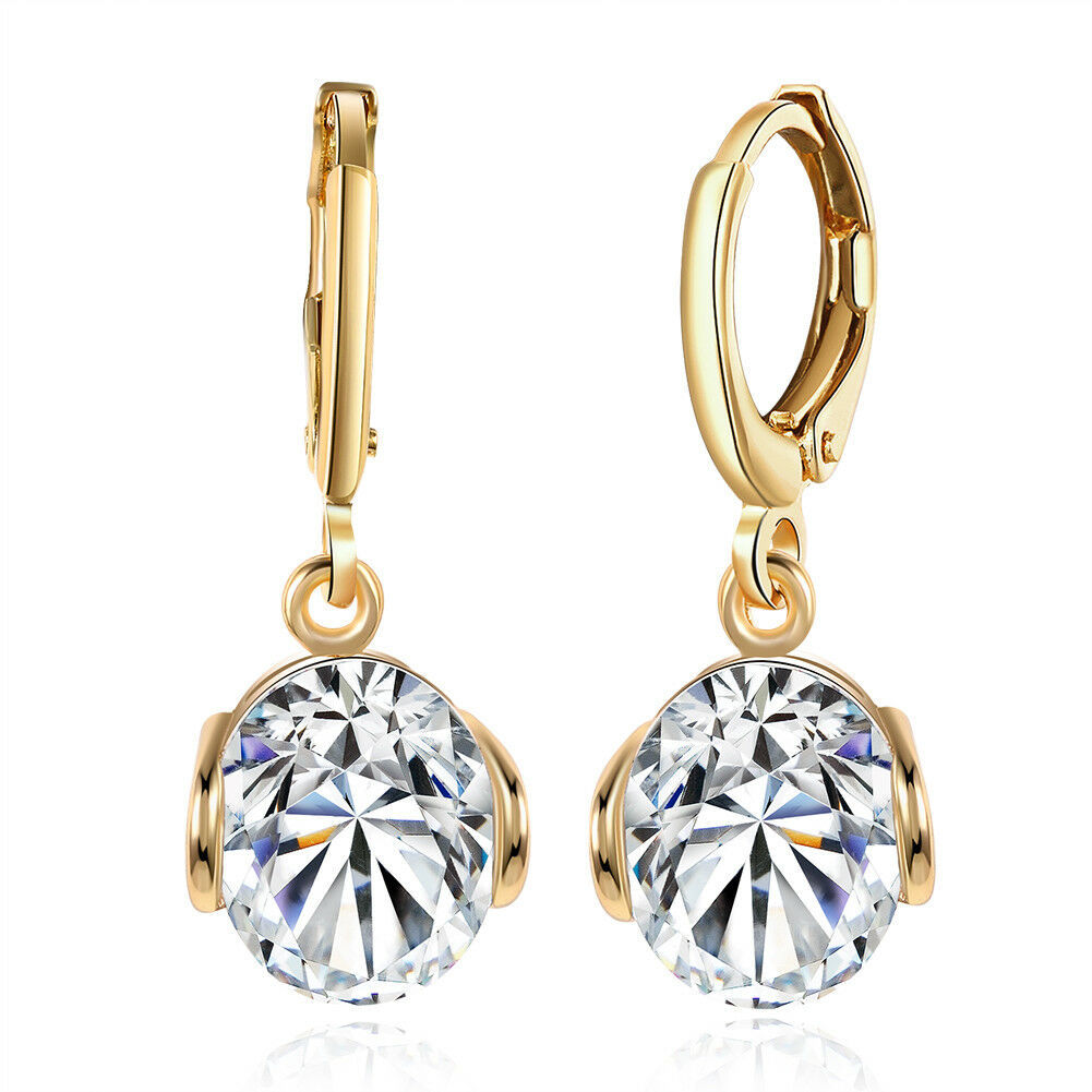 3/4 CARAT TW EACH SPARKLING ROUND CUT CZ SOLITAIRE HALO LEVERBACK EARRINGS