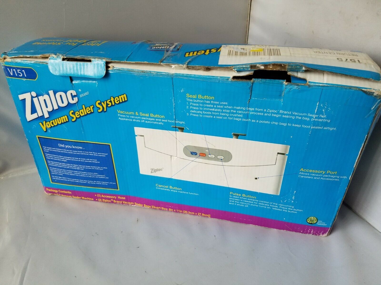 Ziploc Vacuum Sealer System Machine Larger Items Keep Food Fresh V151