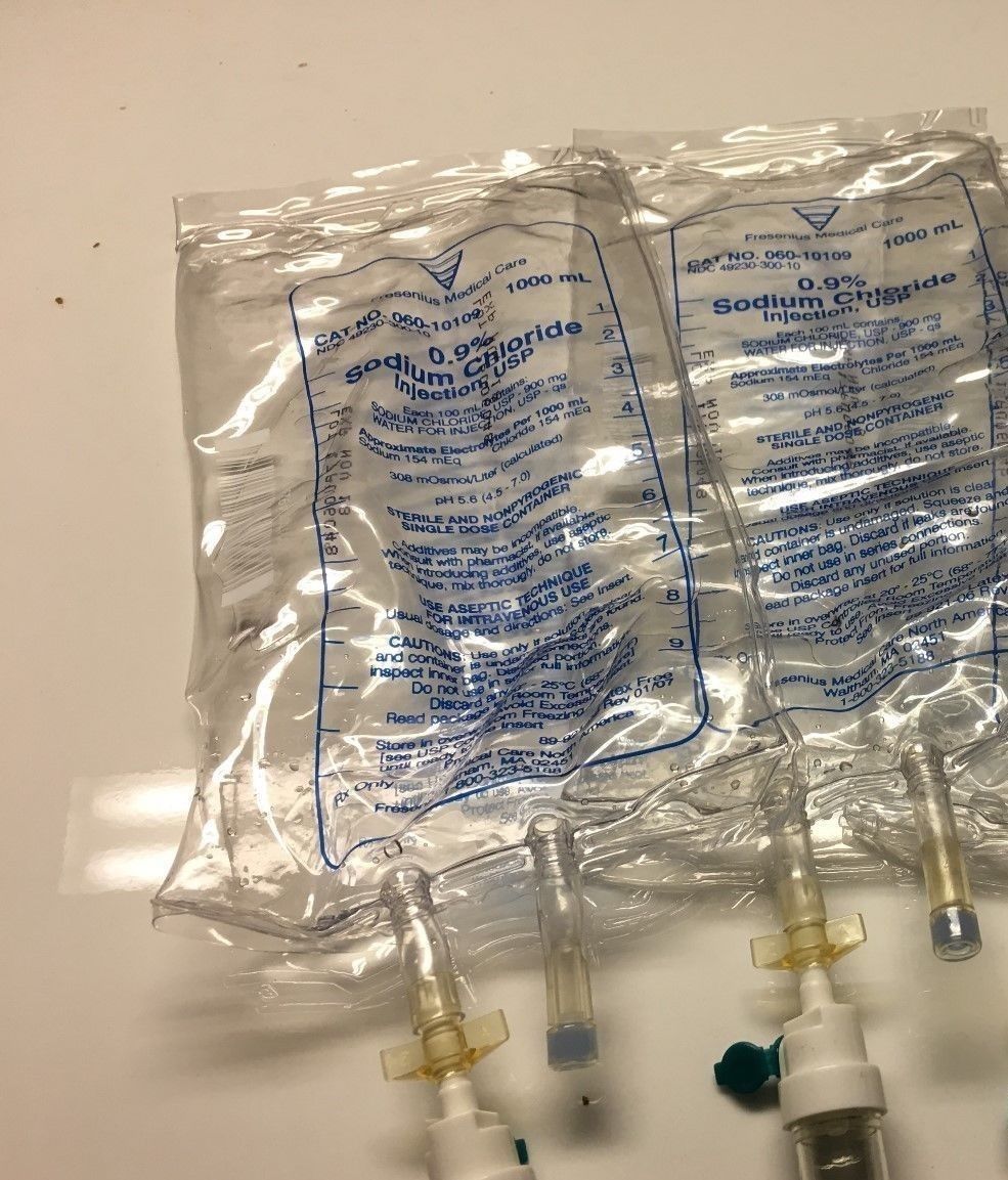 Assorted 1L IV Fluid Empty Bag (2 pcs) + Tubing for Costume, Prop